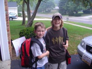 First day of school - 1st grade and 6th grade.  I treasure this memory.